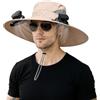 Fancysky Cappello Ventilatore, Cappello con Ventilatore Solare,Dotato di 2 Ventole a Energia Solare e 3 velocità, è Adatto per La Pesca, Le Escursioni e i Lavori All'Aperto