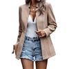 FM2018XSL Giacca da Ufficio a Maniche Lunghe da Donna Casual Blazer da Donna con Tasche Elegante Cappotto con Colletto Ritagliato(XS=Taglia S,Cachi)