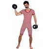 shoperama Costume da bagno nostalgico da uomo a righe anni '20 anni '30 Sollevatore pesi Clown Artist Retro storico JGA, rosso/bianco, XL