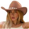 DRESHOW Cappello da Cowboy Donna e Uomo Cappelli Western da Cowboy e Cowgirl a Tesa Larga con Mattoni a Forma di Diamante Cappelli Fedora in Feltro Arrotolati Unisex