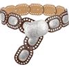 VONMELLI Cintura Western, da donna, larga, concho, per abiti di jeans, vintage, cowgirl, stile boho, Y2K, in pelle, Caffè con fibbia argentata, Passende Taillenweite 66cm-90cm