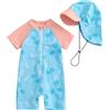 Generico Costume da Bagno per Neonato, Anti-UV, Tuta da Nuoto a Maniche Lunghe e Cappello Bagno Set UPF 5+ Protettivo in Neoprene Solare Muta Surf Swimsuit Spiaggia Mare Piscina, Spiaggia, Immersioni