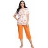 Leedya Pigiama Donna Leggero e Traspirante - Pinocchietto Frutta Arancio 757 Tg XL