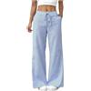 Generic Pantaloni a palazzo da donna in lino a righe con elastico in vita, pantaloni estivi larghi a gamba dritta con coulisse pantaloni casual larghi per vacanze traspiranti lounge spiaggia pantaloni con