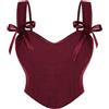 SCARLET DARKNESS Women Renaissance Corset Square V-Neck Lace-up Corset Top Floral Shapewear Corsets