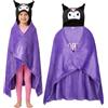 Hello Kitty Sanrio Coperta con Cappuccio Bambina, 90x130cm, Soffice Kawaii Coperte Indossabili Kuromi Cinnamoroll, Anime Regalo Ragazza (Violet Kuromi)