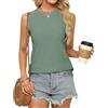 BellaDila Canotte da donna con occhielli eleganti e casual senza maniche a girocollo allentato a collo alto primavera estate camicette camicie per le donne 2026, Verde scuro, M