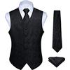 HISDERN Set di gilet e cravatta jacquard floreali classici da uomo in paisley floreale e tasca quadrata