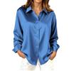Generisch Elegante camicia in raso a maniche lunghe - una camicia alla moda morbida, lucida, festiva e versatile per il guardaroba da sera., Blu, L