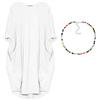 aromm Abito da Camicie Donna Scollo Tondo Sciolta Pianura Casual Taglia Grossa Midi Vestito Bianco,M