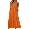Generic Maxi abiti da donna con scollo a V, leggeri, vestibilità larga, senza maniche, con cerniera, comodo, ampio, estivo, rilassato, spiaggia, prendisole da viaggio, comodo, casual, Arancione, XXL
