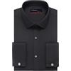 Gollnwe Camicia da uomo slim fit in bambù elasticizzato con polsino francese, nero, XL