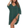 Bresdk Camicia da Notte Donna Cotone Modal Morbida Camicie da Notte Manica 3/4 Scollo a V Eleganti Taglie Forti Vestiti Premaman con Tasche