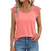 Cicy Bell Camicia da donna con maniche in pizzo, girocollo, elegante, top a tunica, Rosa, XXL