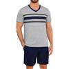 Marvmys Pigiama Uomo Estivi Corto Cotone Leggero Pigiami Due Pezzi Maniche Corte Scollo a V T-Shirt e Pantaloncini S-3XL