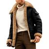 ZDJSWJ Cappotto vintage in pelle con collo in pelliccia da uomo Sherpa cappotto in pelle PU foderato Cappotto termico da volo per moto
