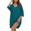 Bresdk Camicia da Notte Donna Cotone Modal Morbida Camicie da Notte Manica 3/4 Scollo a V Eleganti Taglie Forti Vestiti Premaman con Tasche
