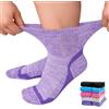 ZFSOCK Calze Senza Elastico Donne: Calzini Per Diabetici Senza Cucitura Fibra di bambù Traspiranti Extra Larghi Vestibilità Ampia per Caviglie Piedi Gonfi Taglia 39-46, 5 Paia Mescolare il Colore
