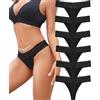 BeReady Perizoma in cotone, da donna, in pizzo, a V, traspirante, slip da donna, in cotone, sexy, per yoga, San Valentino, biancheria intima, Nero , XXL