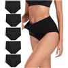 wirarpa Slip Elasticizzato Mutande Donna Cotone Vita Alta Pacco 5 XS