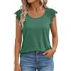 Cicy Bell Camicia da Donna con Maniche in Pizzo, Blusa Elegante con Girocollo, T-Shirt, Top a Tunica., verde scuro, S