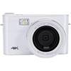 Annadue Fotocamera Digitale Touchscreen 4K da 64 MP, Dotata di Display TFT da 3 Pollici, funzionalità MP3, modalità Macro, Stabilizzazione Dell'immagine, modalità Bellezza con (WHITE)
