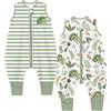 Chilsuessy Sacco nanna estivo con piedi, 1 Tog, 100% cotone, per bambini e ragazze, 1 set di piante da 80 cm, altezza del bambino 90-100 cm
