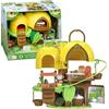 Klorofil - Casa Tropicale Mondo in Miniatura - Da 18 Mesi - Camera, Cucina, Bagno, Teleferica - Pop Up, Specchio, Ruota Frutta - 1 Personaggio Incluso - Idea Regalo Giocattolo Bambino