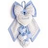 ZAIRISE Fiocco Nascita Personalizzato con Nome, 52 x 35 cm (Pois-Bianco-Celeste)