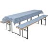 Brandsseller Set Birreria 3 Pezzi - 2 Cuscini Imbottiti per Panche 220x25 cm e 1 Tovaglia 240x70 cm - Ideale per Sagre, Giardino, Feste all'Aperto - Blu a Quadri