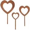 EXTRAVAGANT® Set di 3 tappi a forma di cuore, grandi decorazioni da giardino, in metallo, in acciaio, ruggine, resistente agli agenti atmosferici, per giardino, casa, amore, regalo per la festa della