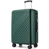 KONO Valigia rigida con ruote girevoli, bagaglio da stiva leggero, valigia media per viaggi e affari, 66,5x45,5x25 cm, Verde