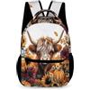 WECECE Zainetto Scuola Highland Cattle Bambina 9-13 Anni Zaino Scolastico Animal Cow Bambino Classe 1 Backpack Resistente Uso Quotidiano Libri Piccoli Oggetti Regalo Compleanno