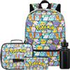 Get Trend Pokemon 4 Pezzi Grande Zaino per Bambini 46cm Set per Scuola con Borsa Termica Porta Pranzo, Borraccia 500 ml Senza BPA e Astuccio (Multi Pokemon)