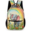 WECECE Zaino Scuola Elephant per Bambini 10-13 Anni Zaino Scolastico Animal Theme Bambine Classe 4-5 Backpack per Libri Quaderni Tasca Frontale Tasche Laterali Uso Giornaliero Viaggio