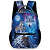 WECECE Zaino Scolastico Wolf Pattern Bambine 11 Anni Zainetto Animal Wolves Bambini Classe 1 Borsa Scolastica Leggero con Tasche Laterali Libri Borraccia Ombrello Regalo Scuola