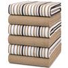 Bumble Towels Set di 6 asciugamani da cucina grandi, 40,6 x 66 cm, 3 design a righe popcorn + 3 asciugamani in cotone tinta unita/set di strofinacci coordinati morbidi (marrone)