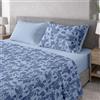 Ruggeri Lenzuola Completo Letto Matrimoniale, Microfibra, Floreale Azzurro