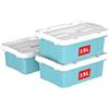 Cetomo 15L*3 Scatole di Stoccaggio in Plastica, Scatole Portaoggetti con Coperchio, Organizzatore con Manico, Contenitori per Casa e Ufficio, Impilabile, Resistente, Blu, 15L - Confezione da 3