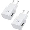 AOKUTDA 2-Pack Caricatore USB per Samsung Galaxy A16 A15 A14 A13 A20e A25 A34 A36 A51 A54 A55 A56 S8 S9 S10 S20 S21 FE Plus S22 S23 Plus Z Flip3,Ricarica Rapida Caricatore Cellulare e altri Smartphone