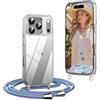 OLEPHY Trasparente Cover con Cordino per iPhone 17 Pro Max 6,9'', Blu