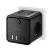 KEMELO Ciabatta Elettrica Multipresa con 4 Prese Universali 10/16A ITA e Schuko, Ciabatta Multipresa con 2 USB A+2 USB C,Presa Multipla Spina Piatta Salvaspazio con Interruttori per Casa, Ufficio Nero
