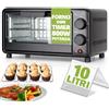 Bakaji Forno Fornetto Elettrico Capacità 10 litri Potenza 800W Temperatura Regolabile fino a 230°, Multi Funzione Elenti Riscaldanti in Acciaio Funzione Timer (10 Litri)
