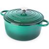 nuovva Casseruola in Ghisa Smaltata, Pentola Olandese Antiaderente con Coperchio, Induzione/Gas/Forno, Cottura Omogenea - 4.7 Liter 28cm Verde Scuro - da Nuovva