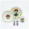 Sorrisini Set Stoviglie Bambini Minnie in Ceramica con Posate Inox - Piatto, Ciotola e Tazza, Servizio Tavola Completo per Bambini, Idea Regalo Bambino e Bambina, Dai 4 Anni