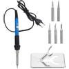 Luxshiny Kit Saldatore Elettrico 60w Professionale Blu Controllo Temperatura Regolabile Lega di Alluminio Resistente, Saldatore per Elettronica per Elettronici