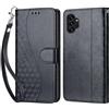 KENHONER Custodia per Samsung Galaxy A13 4G/5G Cover, Nero 3D | Portafoglio in Pelle PU Retro, Antiurto Flip, Slot per Schede, Funzione Stand, Chiusura Magnetica