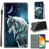 KENHONER Custodia per Samsung Galaxy A13 4G/5G/A04S, Lupo | Portafoglio Pelle PU, Magnetica, Resistente Agli Urti, Scomparto Carte Credito, Pieghevole, Flip Libro, Motivo