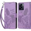 KENHONER Custodia per Oppo A77 5G/A57S Cover, Viola | Portafoglio in Pelle PU Retro, Antiurto Flip, Slot per Schede, Funzione Stand, Chiusura Magnetica