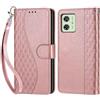 KENHONER Custodia per Motorola Moto G54 5G Cover, Oro rosa | Portafoglio in Pelle PU Retro, Antiurto Flip, Slot per Schede, Funzione Stand, Chiusura Magnetica